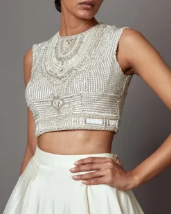 Ivory Taffeta Lehenga Set