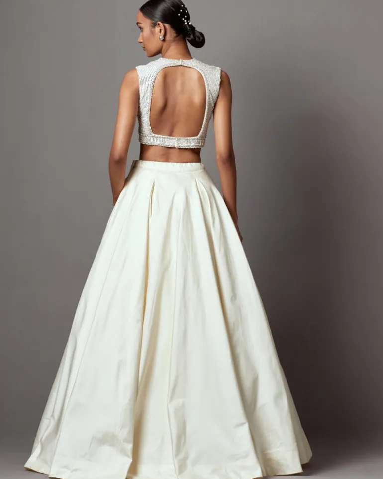 Ivory Taffeta Lehenga Set
