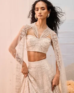 Ivory Thread Embroidered Lehenga Set