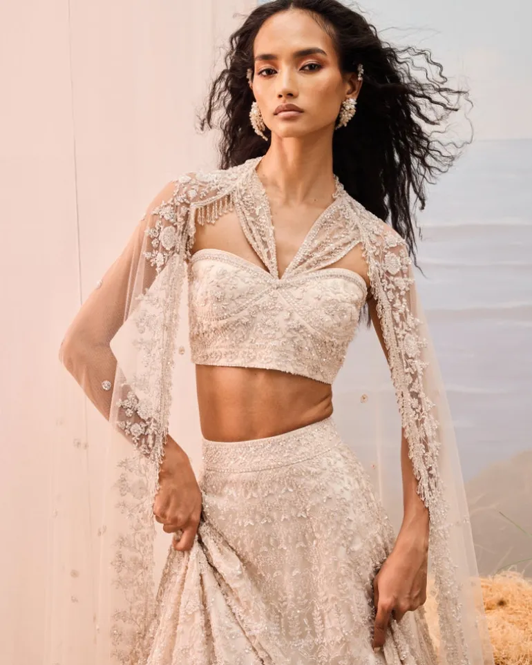 Ivory Thread Embroidered Lehenga Set