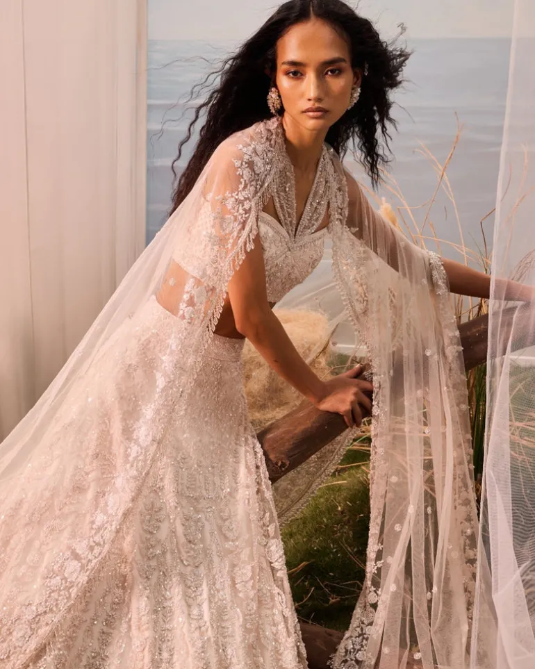 Ivory Thread Embroidered Lehenga Set