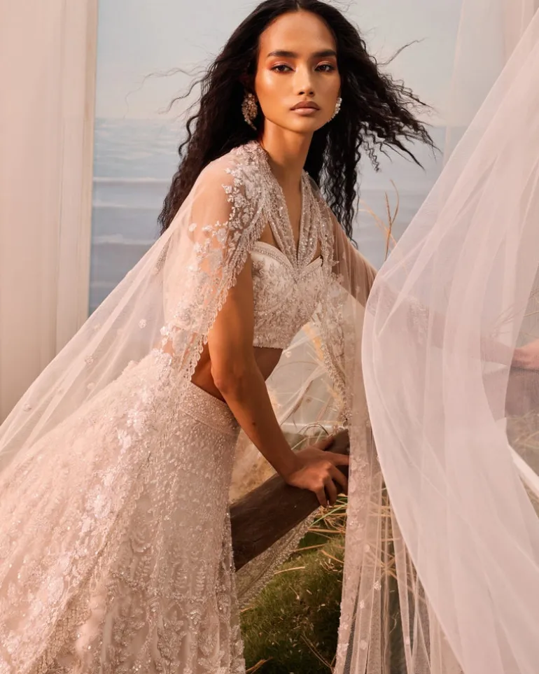 Ivory Thread Embroidered Lehenga Set