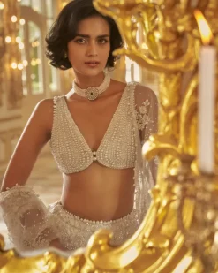 Ivory Three-Dimensional Lehenga Set
