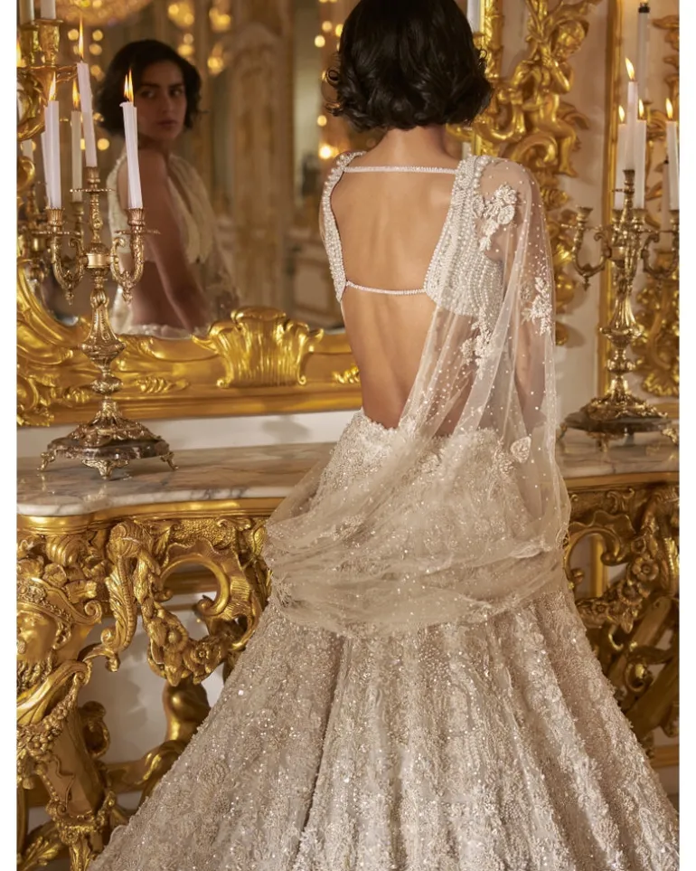 Ivory Three-Dimensional Lehenga Set