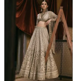 Ivory Tissue With Dabka And Gota Work Lehenga Set