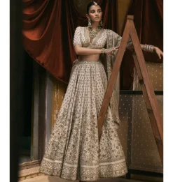 Ivory Tissue With Dabka And Gota Work Lehenga Set