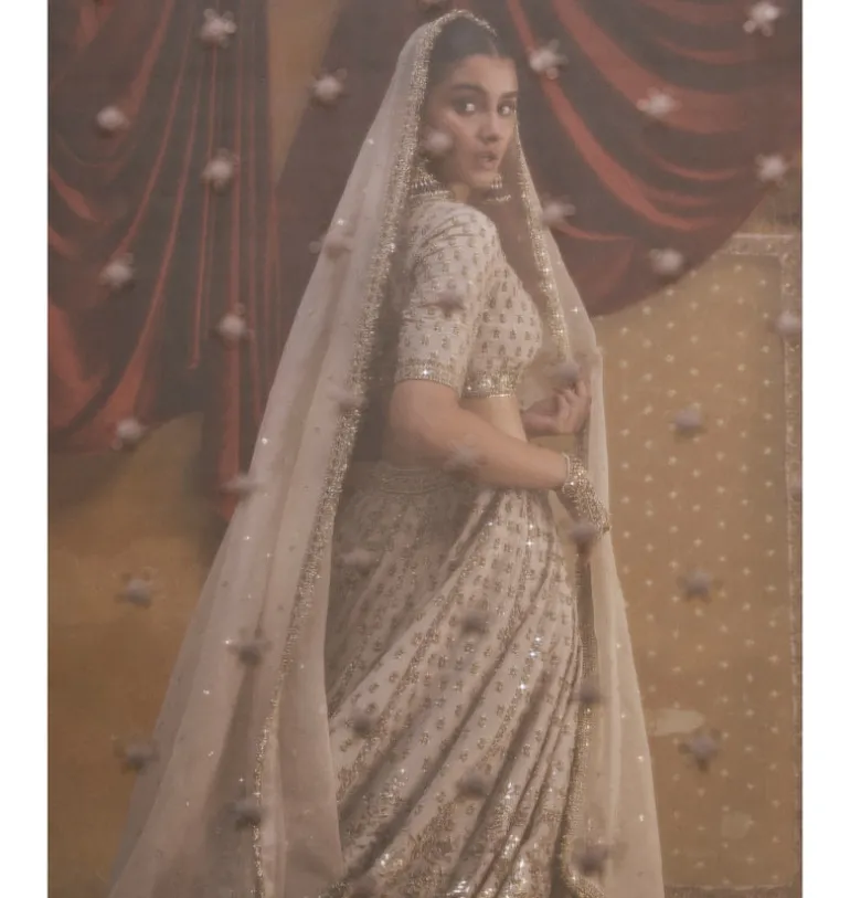 Ivory Tissue With Dabka And Gota Work Lehenga Set