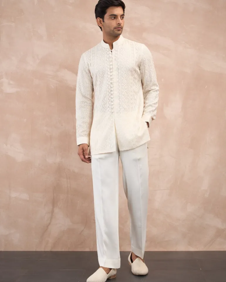 Ivory Vertical Aari Flb Kurta Shirt Set