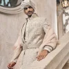 Ivory Zardosi Embroidered Sherwani Set