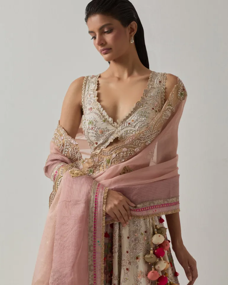 Ivory Zari Lehenga Set