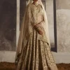 Ivory-Gold Sequin Jaal Lehenga