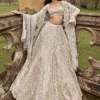 Jaal Cream Gold Mirror Lehenga Set