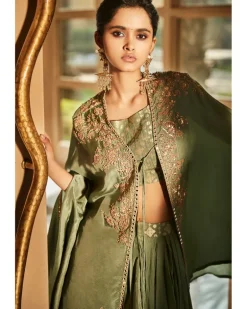 Jade Green Aurora Dhoti Cape Set