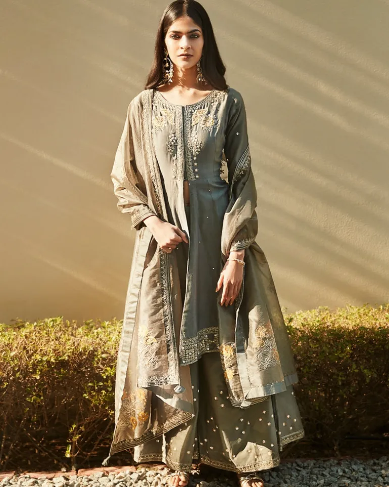 Jade Green Floral Sharara Set