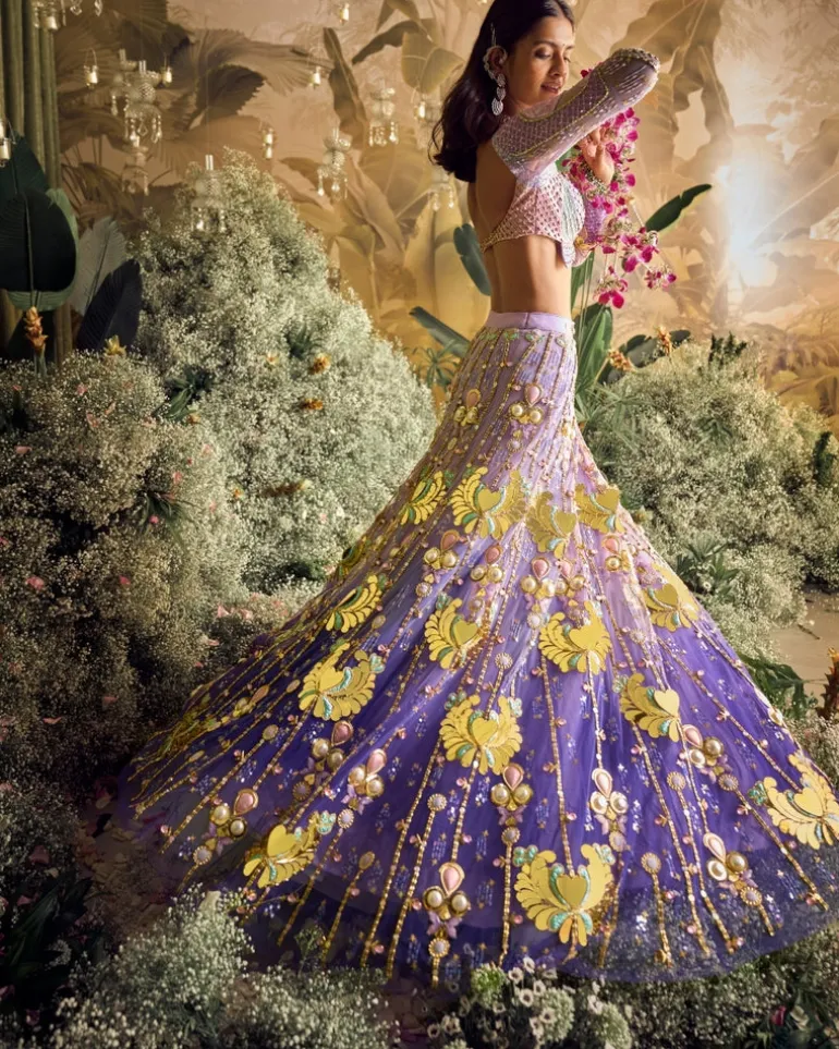 Jenny - Light to Dark Lilac Ombre Lehenga Set
