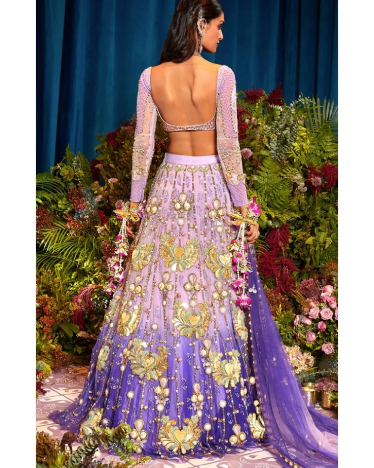 Jenny - Light to Dark Lilac Ombre Lehenga Set