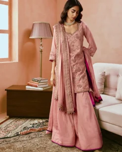 Johari Dusky Pink Sharara Set