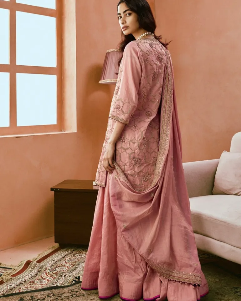Johari Dusky Pink Sharara Set