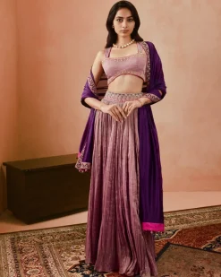 Johari Lilac Crushed Skirt Set