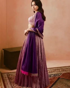 Johari Lilac Crushed Skirt Set