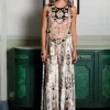 Kainat Ochre Forest Whisper Printed Embroidered Back Tie-Up Choli And Sharara Set