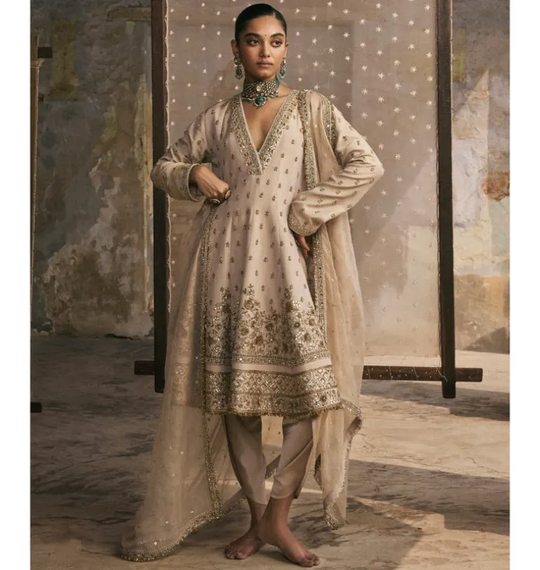 Kalidaar Suit With Dabka And Gota Kurta Set