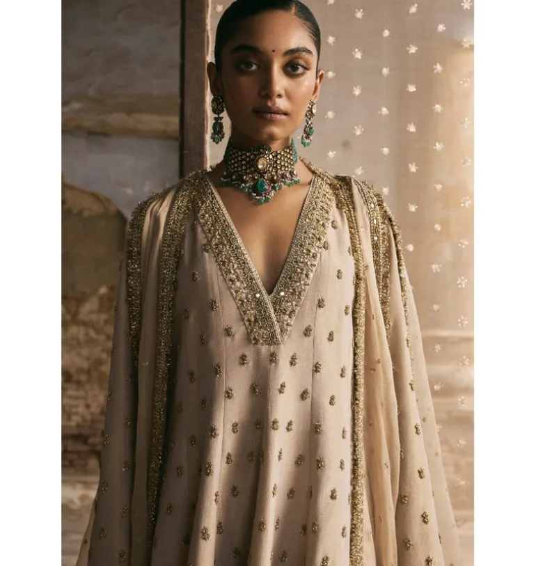 Kalidaar Suit With Dabka And Gota Kurta Set