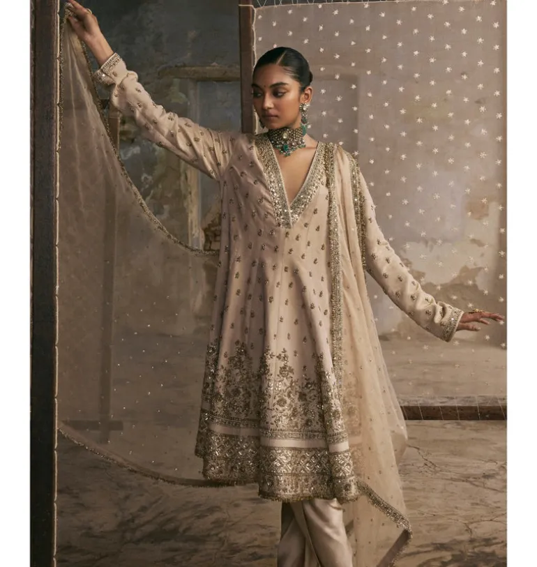 Kalidaar Suit With Dabka And Gota Kurta Set