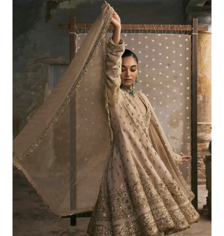 Kalidaar Suit With Dabka And Gota Kurta Set