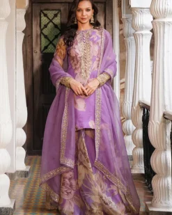 Lavender Floral Kurti Set