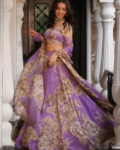 Lavender Floral Lehenga Set