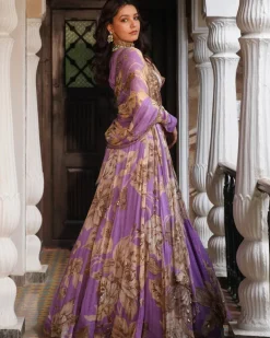 Lavender Floral Lehenga Set