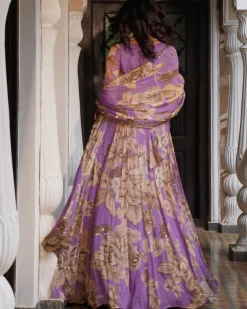 Lavender Floral Lehenga Set