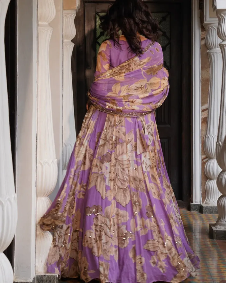 Lavender Floral Lehenga Set
