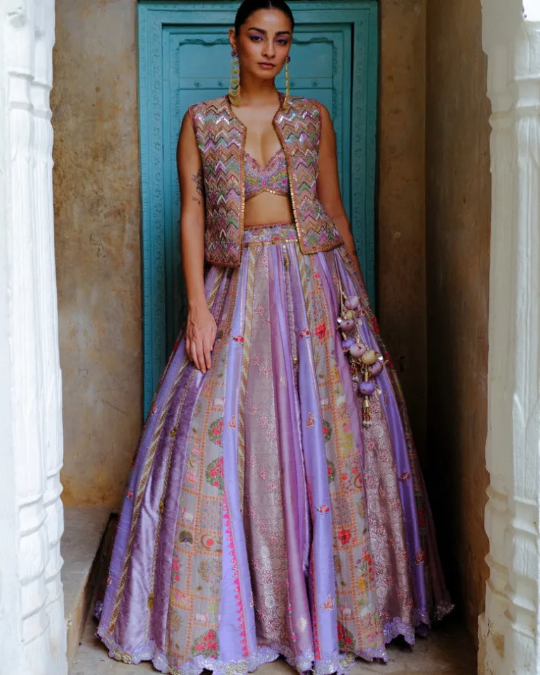 Lavender Jacket Lehenga Set