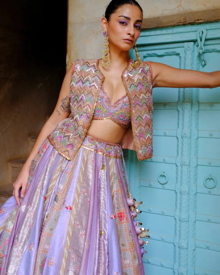Lavender Jacket Lehenga Set