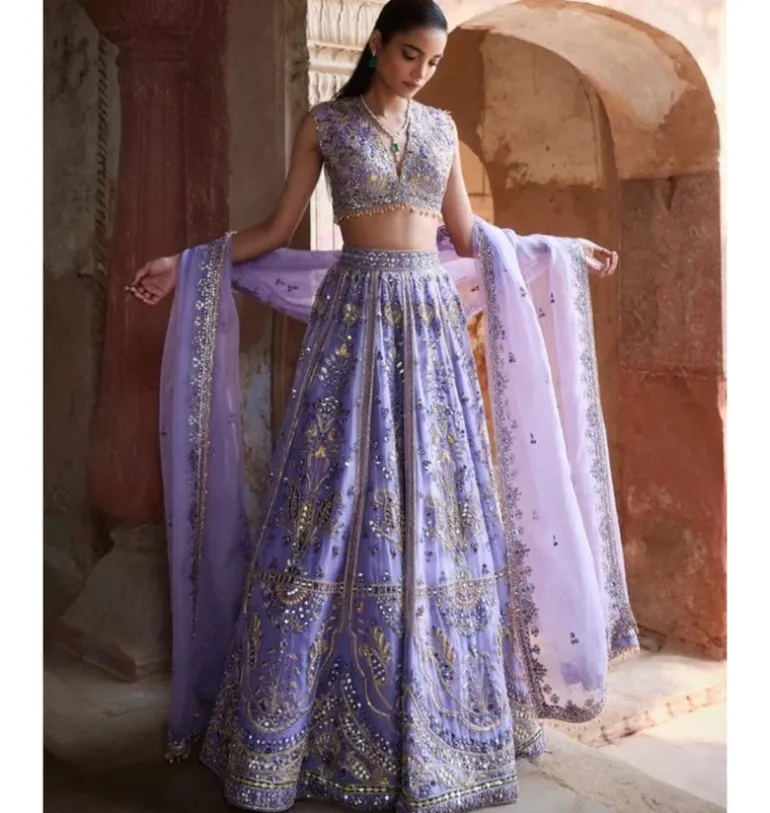 Lavender Organza Lehenga Set