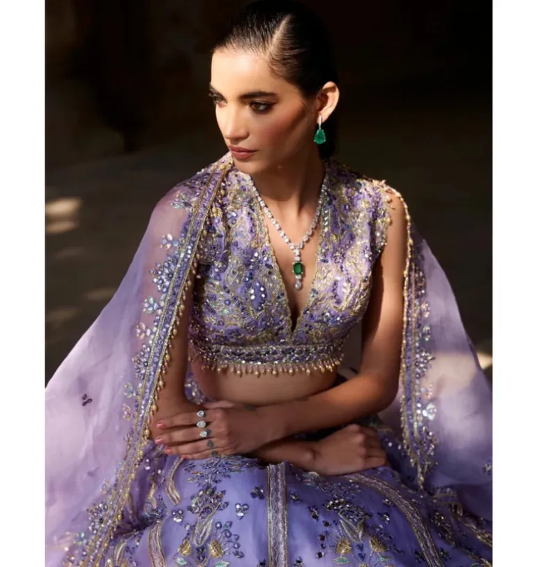 Lavender Organza Lehenga Set