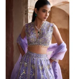 Lavender Organza Lehenga Set