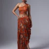 Leena Printed Drape Skirt Set
