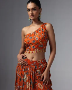 Leena Printed Drape Skirt Set