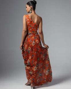 Leena Printed Drape Skirt Set