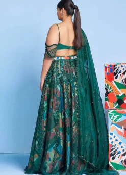 Legermash & Emerald Lattice Skein Lehenga Set