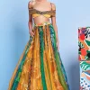 Legermash Panelled Lehenga with Rhinestone Off-Shoulder Blouse