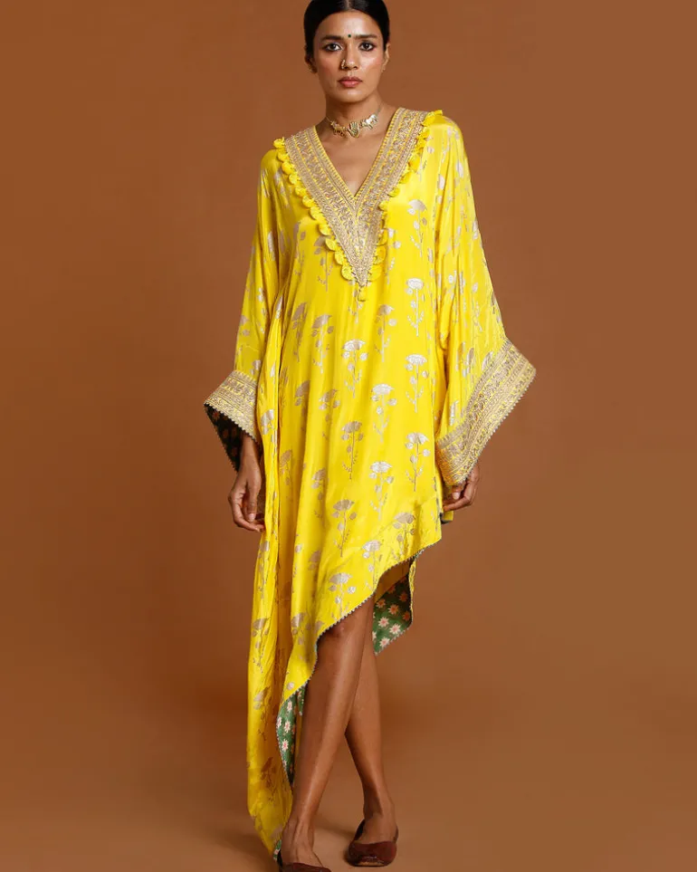 Lemon Yellow Periwinkle Kaftan