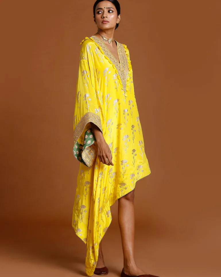 Lemon Yellow Periwinkle Kaftan