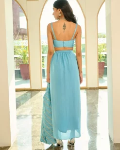 Lena Drape Skirt With Jacket Set
