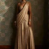 Light Beige Georgette Pre Draped Sari Set