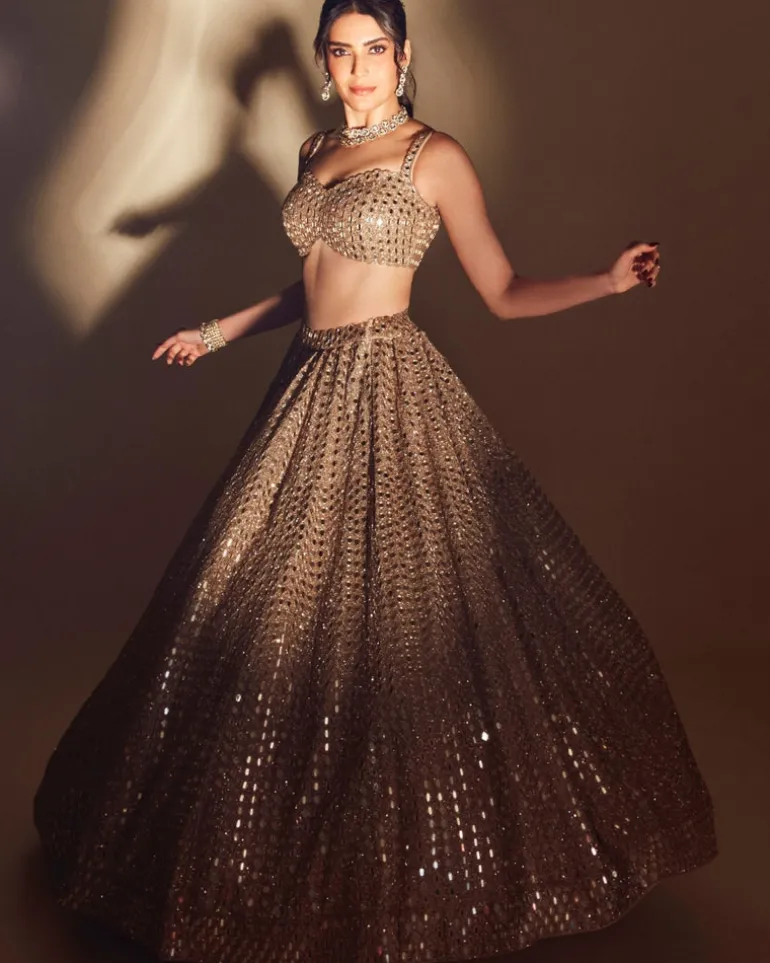 Light Beige Hand Embroidered Lehenga Set
