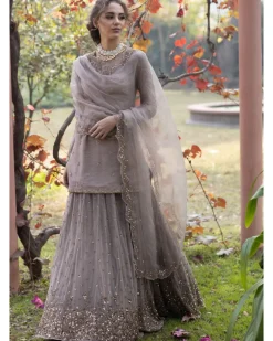 Light Brown Bootie Kurti And Lehenga Set